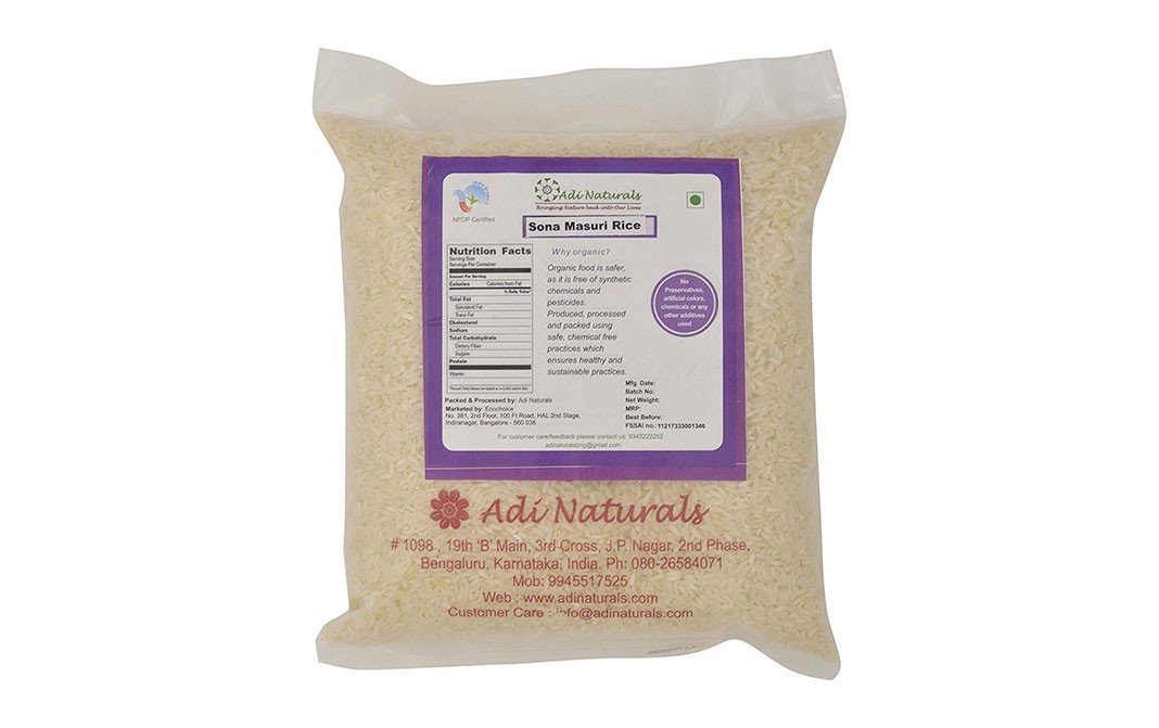 Adi Naturals Sona Masuri Rice    Pack  500 grams
